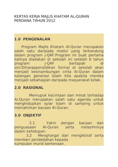 Docx Kertas Kerja Majlis Khatam Al Docx Dokumen Tips