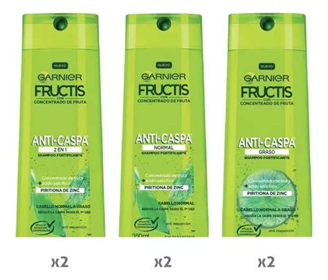 Pack 6 Shampoo Fructis Anticaspa Surtido 350 Ml