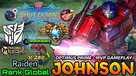 Transformers X Mlbb Johnson Optimus Prime New Skin Mvp Gameplay Top