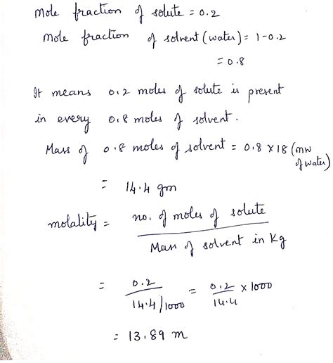 The Mole Fraction Of Solute In Aqueous Solution Is 02 Calculate