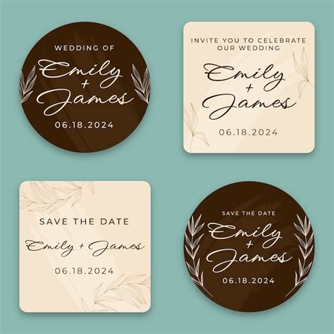 Free Vector Botanical Wedding Labels Template