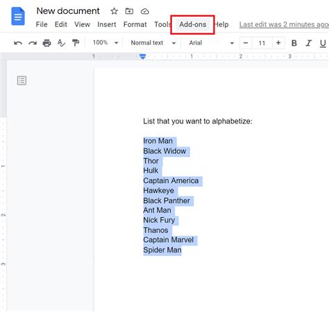 How To Alphabetize In Google Docs