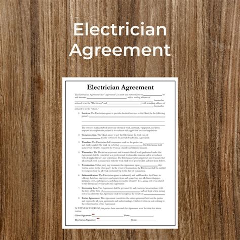 Electrician Contract Agreement Form | Printable | Fillable | PDF