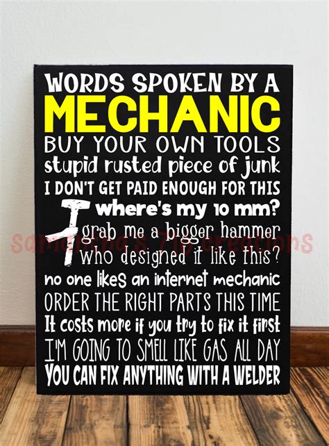 Funny Mechanic Sign For Garage Shop Painted Canvas | Mechanic humor ...