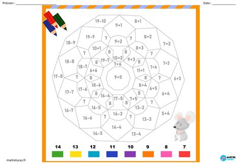 9 Coloriages magiques additions et soustractions CP CE1 Maître Lucas