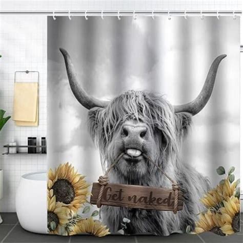 Bath Farmhouse Highland Cowshower Curtain Set Funny Western Get Naked Shower Poshmark