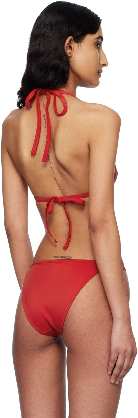 Versace Underwear Red Safety Pin Bikini Top Versace Underwear