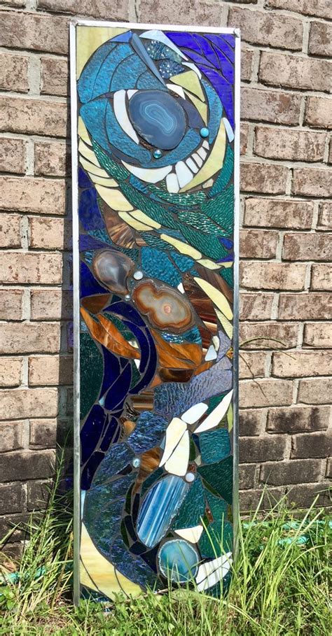 Stained Glass Mosaic Abstract Panel Transom Window W Brazilian Etsy