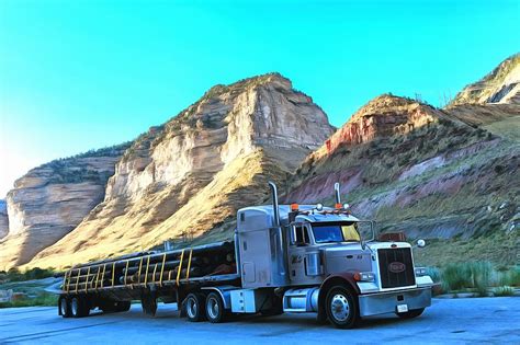 Peterbilt 379 In Utah Usa Hauling Steel Tubes Digital Art By Mick