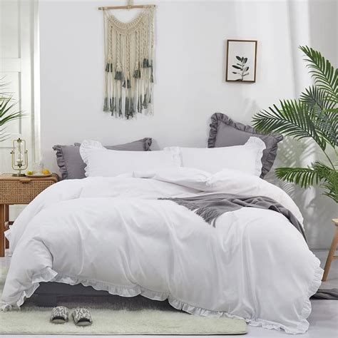 Clothknow White Ruffles Comforter Sets California King White Comforter Cal King