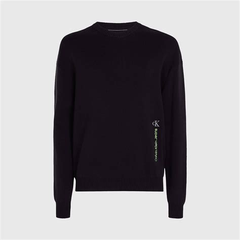 Calvin Klein Jeans Vertical Institutional Erkek Siyah Sweatshirt Erkek Sweatshirt 34 5392033