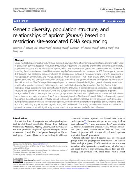 Pdf Genetic Diversity Population Structure And Relationships Of