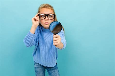 Premium Photo Visually Impaired Child On A Blue Background