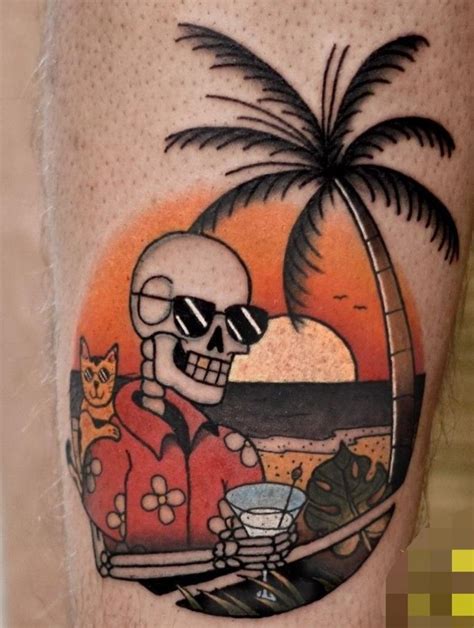 Neo Traditional Grim Reaper In Vacation Tattoo TATTOOGOTO