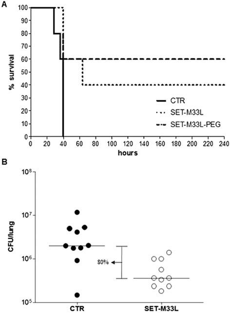 In Vivo Antibacterial Activity Of SET M33L And SET M33L PEG Peptides In