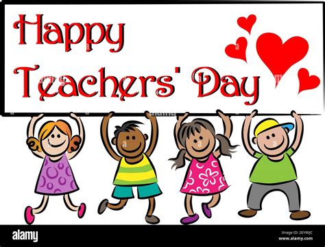 Vector Cartoon Children Say Happy Teachers Day Stock Photo Alamy