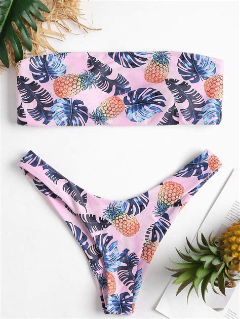 Pineapple Bandeau Bikini Set Bikinis Swimsuits Bandeau Bikini Set