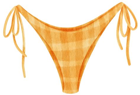 traje de baño bikini amarillo a cuadros estilo acuarela para elemento decorativo de verano