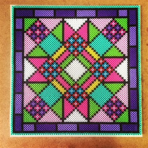 Perler Bead Quilt Tile By Terri Mitchell Designs Pinterest Perler