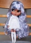 Blythe Doll 12 Nude Jointed Body Matte Face Mid Dark Skin Purple Blue