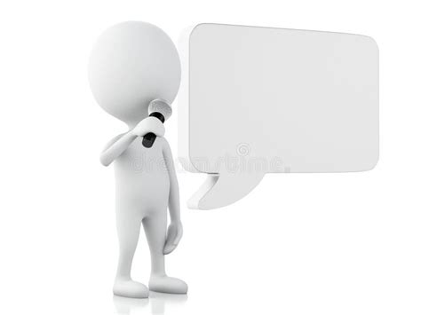 3d White People with a Blank Speech Bubble. Communication Concept Stock Illustration ...