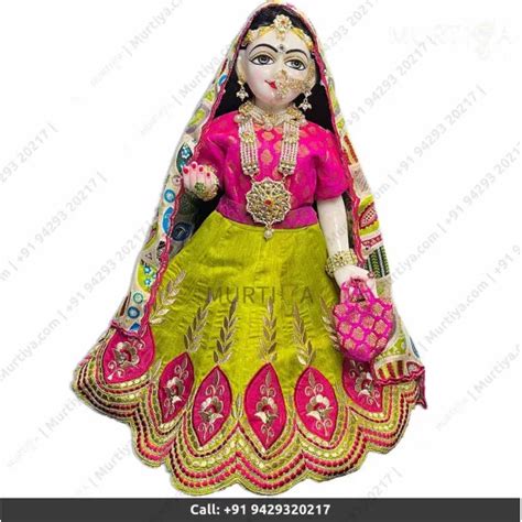 Inches Iskcon White Radha Krishna Marble Statue With Light Green