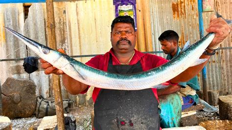 KASIMEDU SPEED SELVAM RARE OOSI KOLA FISH CUTTING VIDEO IN