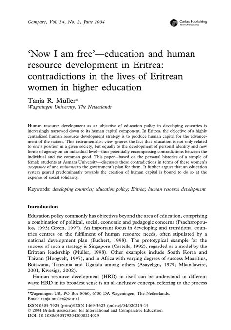 (PDF) ‘Now I am free’—education and human resource development in