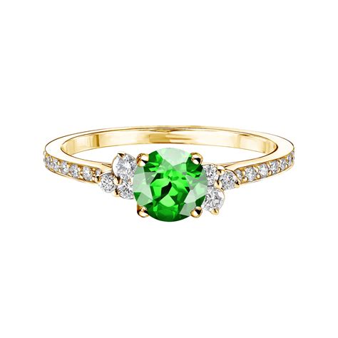 Bague Or Jaune Tsavorite Baby Everbloom Mm Pav E Gemmyo