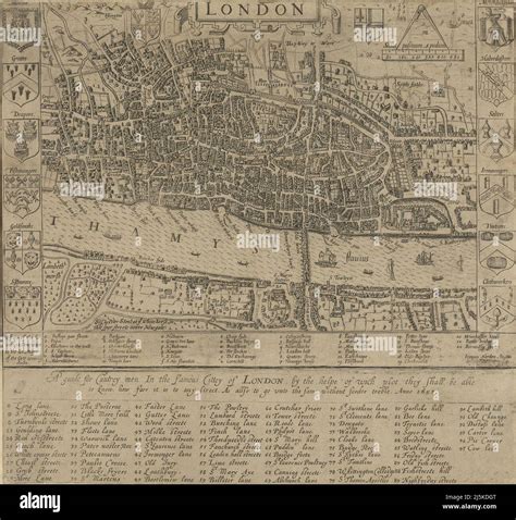 Vintage map of London and area from 17th/18th century. Map is ...