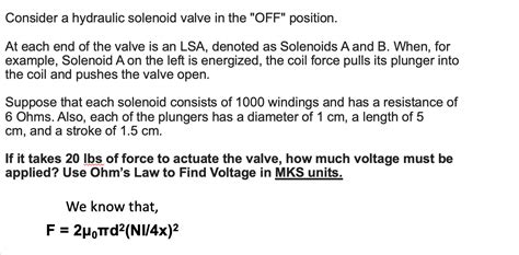 Solved Consider a hydraulic solenoid valve in the "OFF" | Chegg.com