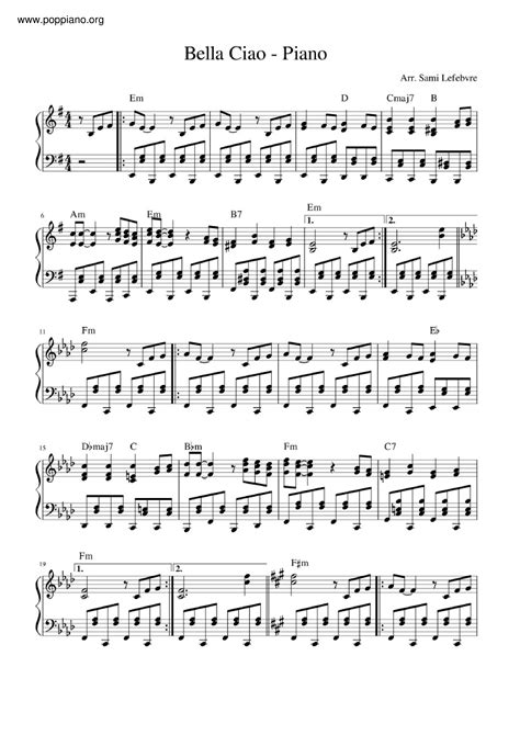 Italian Folk Song Bella Ciao Sheet Music Pdf Free Score Download ★