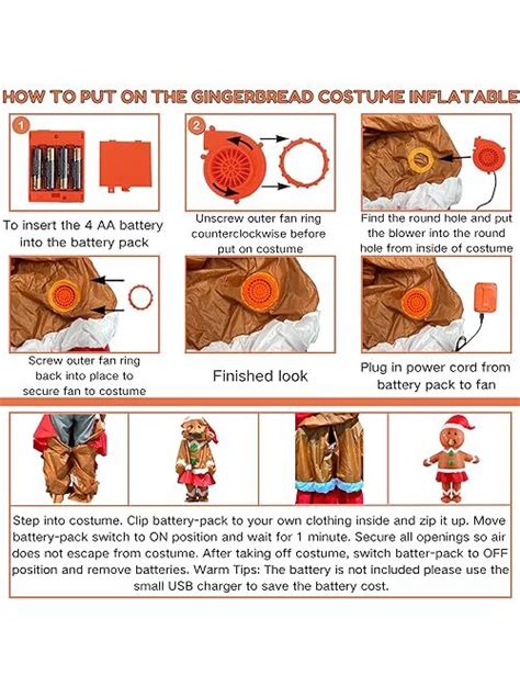 Buy Adomi Gingerbread Man Costume Inflatable Adult Christmas Blow Up