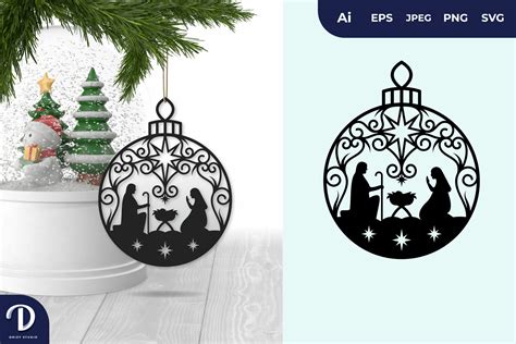 Christmas Ornament SVG, Nativity Scene of Jesus