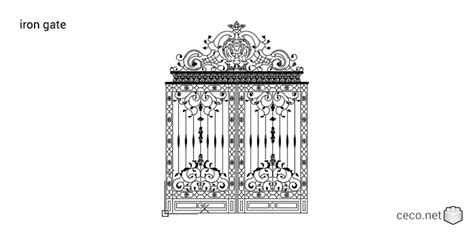 Wrought Iron Gate Dwg Autocad Template Door Iron Wrought Iron Fence