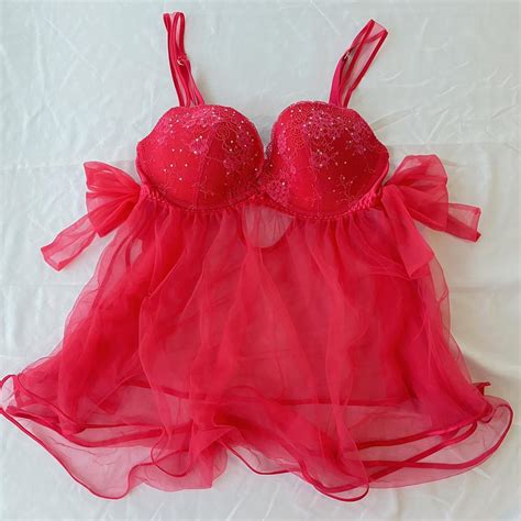 Hot Pink Babydoll Slip Top Tulle Bows On Each Depop