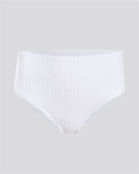 The Lilo Ribbed Bikini Bottom In Marshmallow Solid And Striped