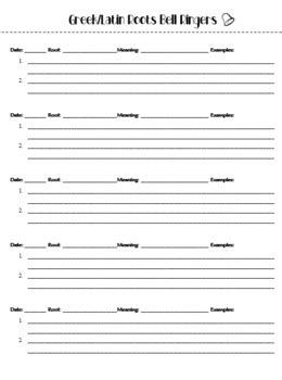 Greek Latin Roots Bell Ringer Warm Ups By I Heart Literature Tpt