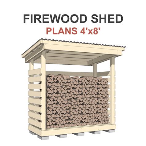 Firewood Shed Plan 1 Cord Etsy