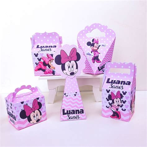 Kit Caixas Personalizadas Minie Rosa Elo Produtos Especiais