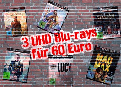 Drei 4K UHD Blu rays für nur 50 Euro mit Gladiator Es Lucy