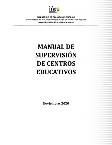 Manual DE Supervisión DE Centros Educativos Costa RICA MINISTERIO