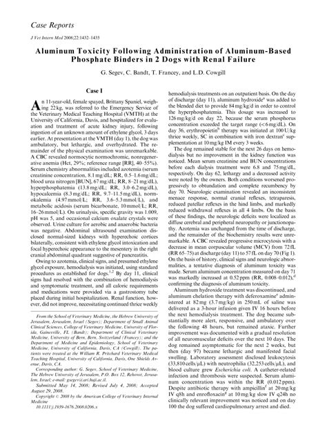 Pdf Aluminum Toxicity Following Administration Of Aluminum Based