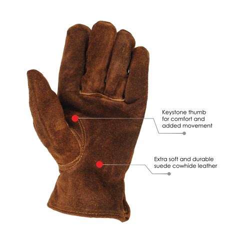 Brown Suede Cowhide Leather Gloves 37 Honest Abe