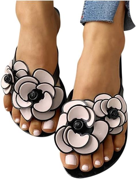 Flip Flops Damen Blumen Slipper Zehentrenner Mit Textiler