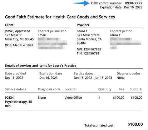 Printable Good Faith Estimate Template