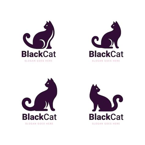 Premium Vector Set Of Four Elegant Black Cat Logos