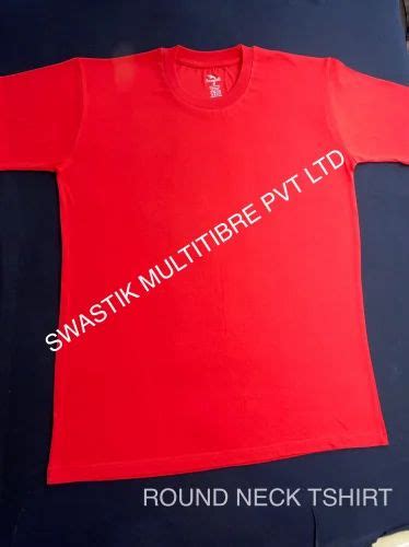 Cotton Red Round Neck T Shirts Half Sleeves Plain At Rs 160 In Sonipat