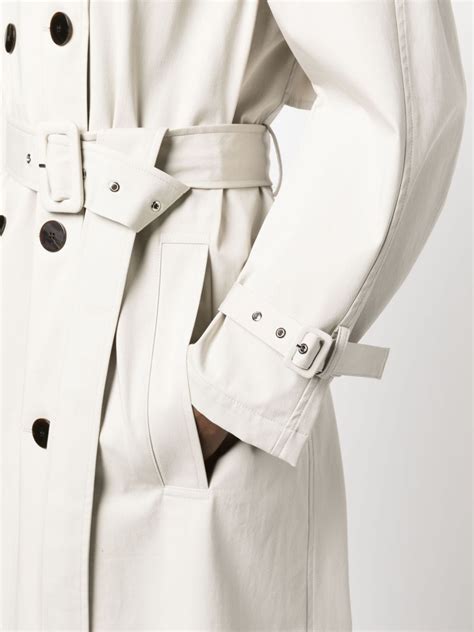 Theory Double Breasted Trench Coat In Neutrals Modesens