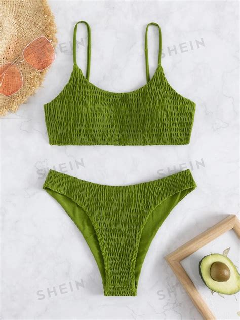 SHEIN Swim Bikini à taille basse smocké pour plage d été Mode en ligne SHEIN FRANCE